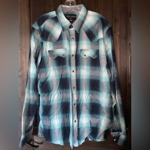 Cody James, Blue Plaid Button-Up Shirt, Size L